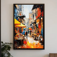 Vibrant Modern Asian Street Market Scene - Cultural Poster