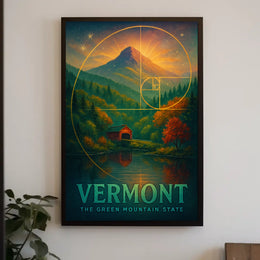 Vermont Landscape Mountain Forest Bridge Poster