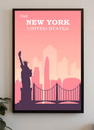 New York Landmarks Vintage Travel Poster