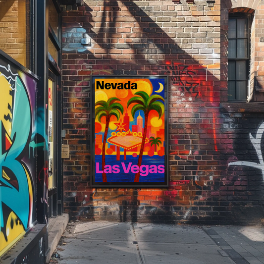 Nevada Las Vegas Neon Lights Nightlife Poster Poster