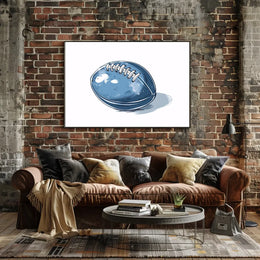Stylized Blue American Football Art Poster