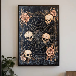 Dark Gothic Spider and Skulls Artistry - Artistic Poster