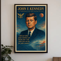 JFK Inspirational Poster with Vintage Patriotic Theme