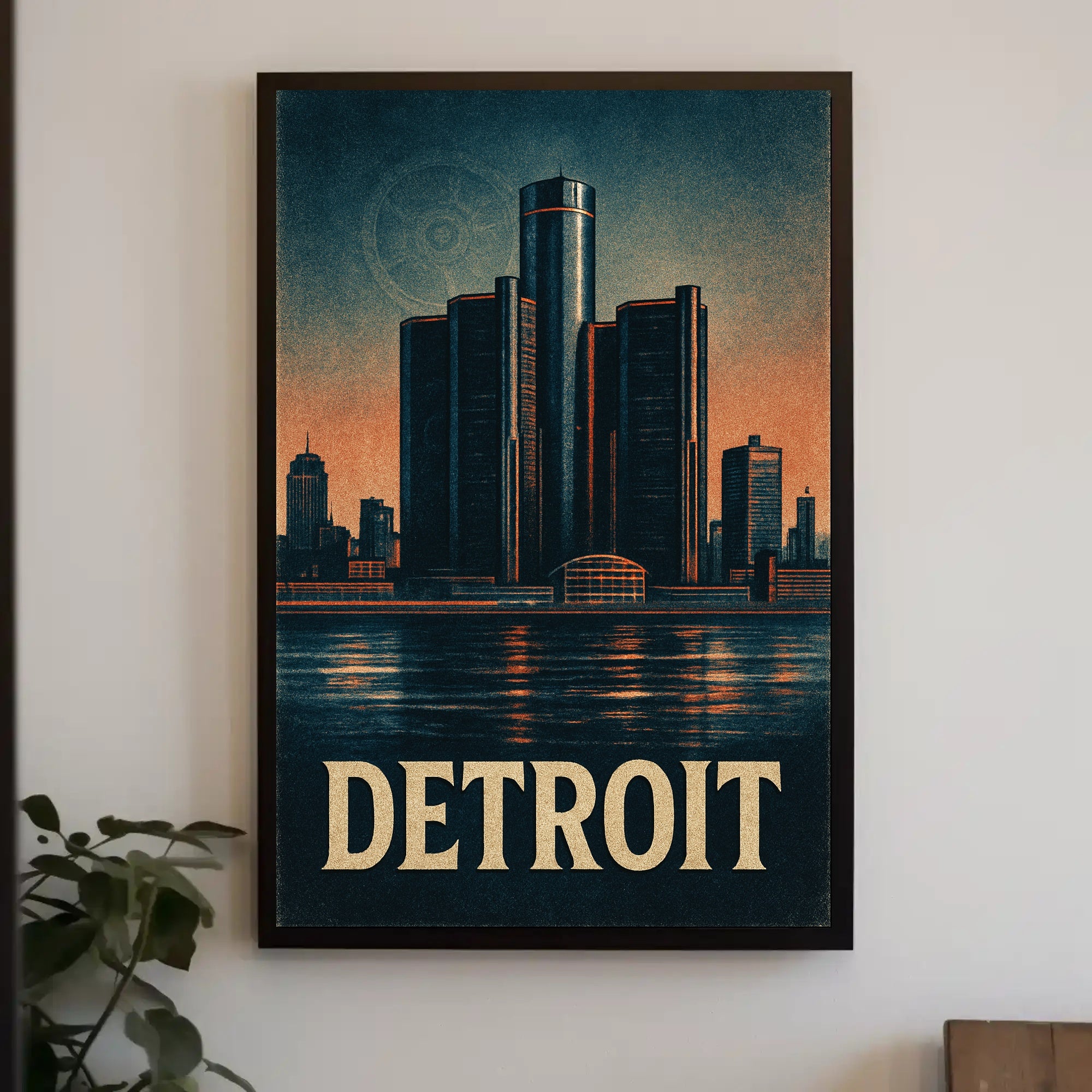 Detroit Skyline Vintage Poster Wall Art PosterGoat