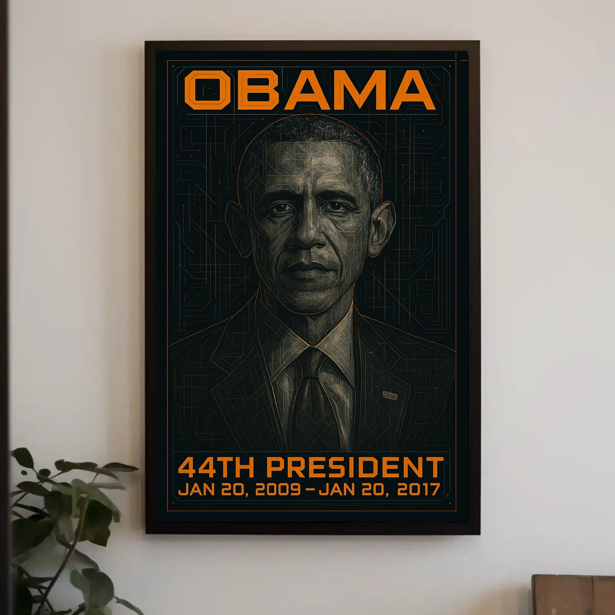 Barack Obama 44th President of the United States Techno Schematic Poster
