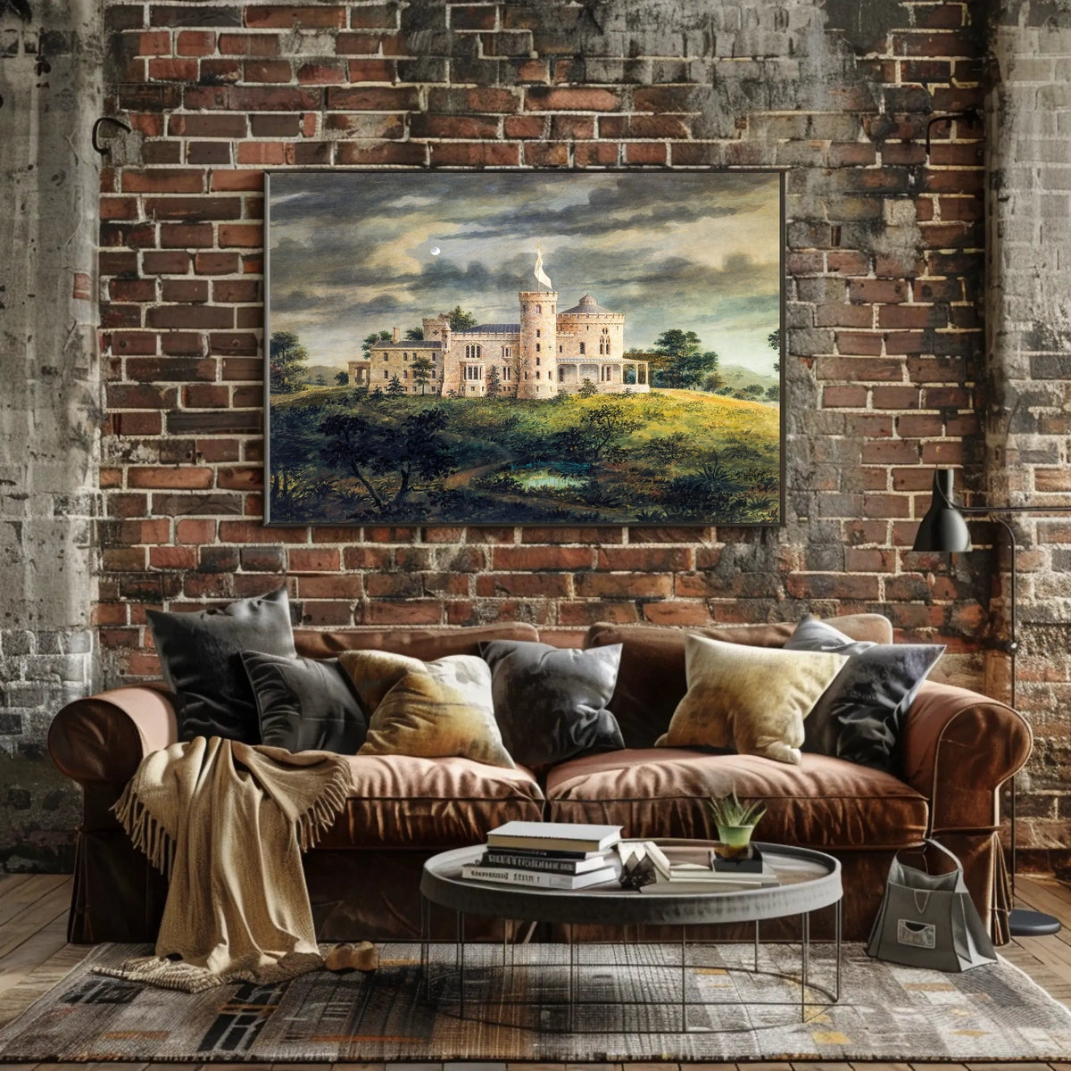 Mysterious Castle under a Moonlit Sky Poster