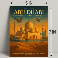 Abu Dhabi's Iconic Blend: Cultural Cityscape Travel Poster