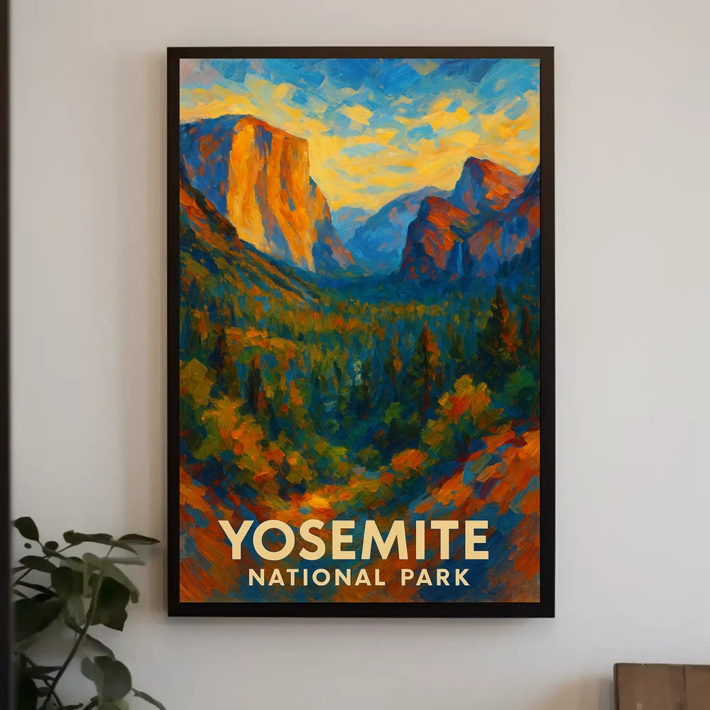 Abstract Yosemite Landscape Poster Vivid for Home Decor