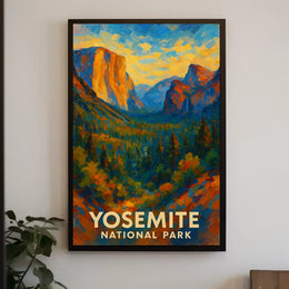 Abstract Yosemite Landscape Poster Vivid for Home Decor