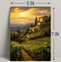 Tuscan Vineyard At Sunset Poster
