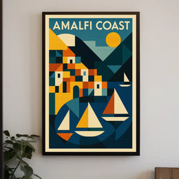 Amalfi Coast Geometric Art Poster Coastal Wall Art Print