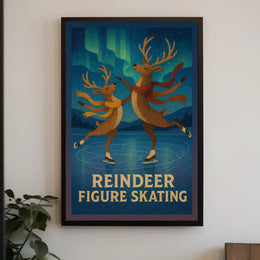 Reindeer Figure Skating Enchantment - Fantasy or Mythology Poster