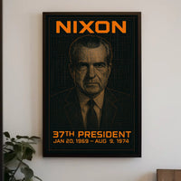 Richard Nixon 37th President of the United States Techno Schematic Poster