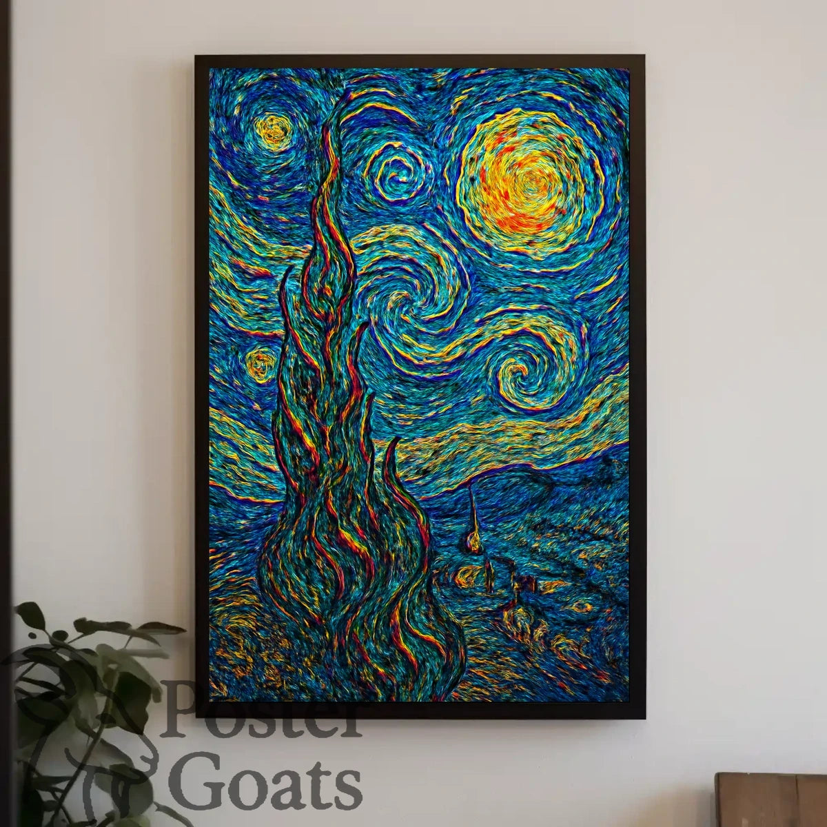 Starry Night Inspired Post-Impressionist Artistic Poster
