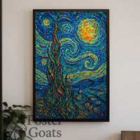 Starry Night Inspired Post-Impressionist Artistic Poster
