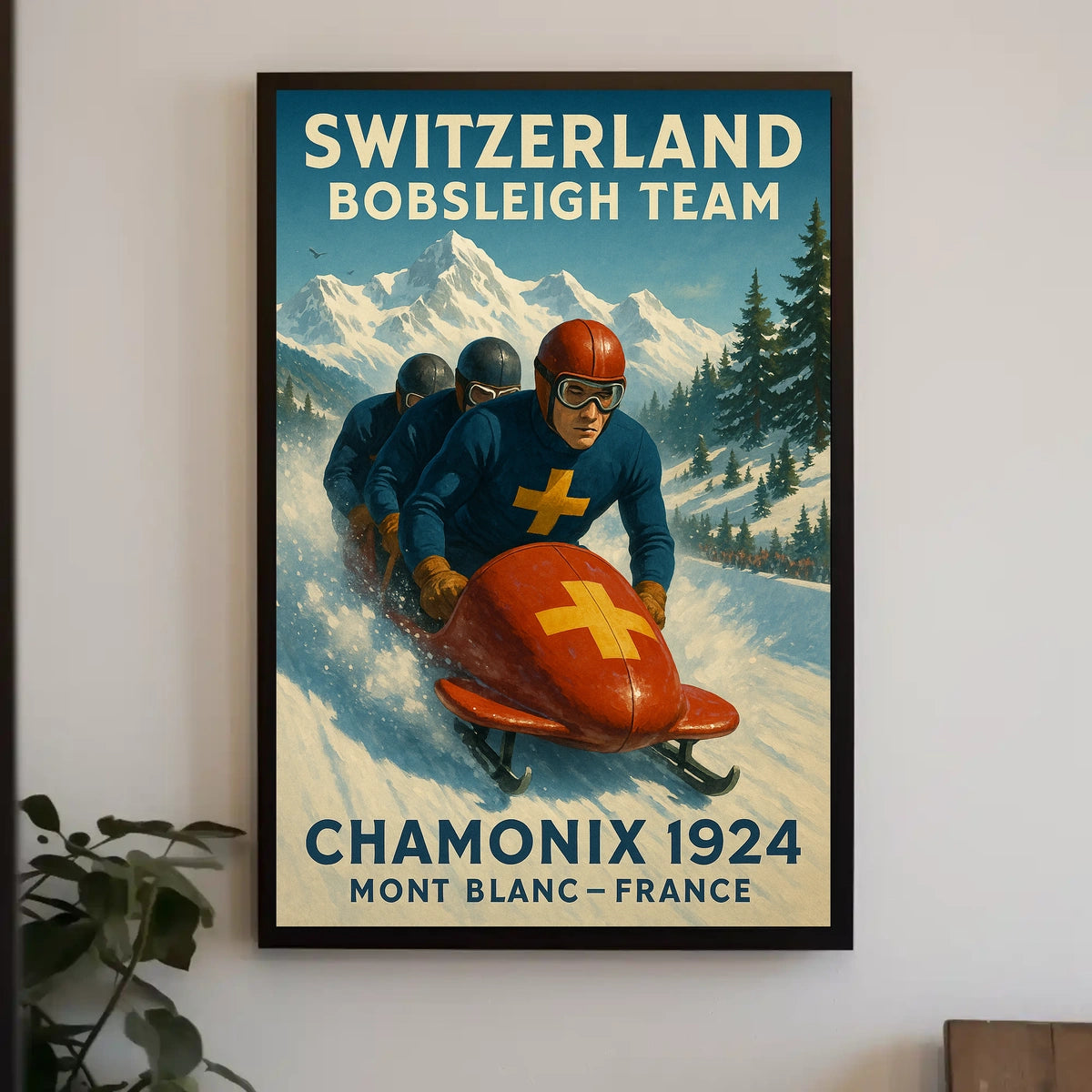 Switzerland Bobsleigh Team Chamonix 1924 Poster