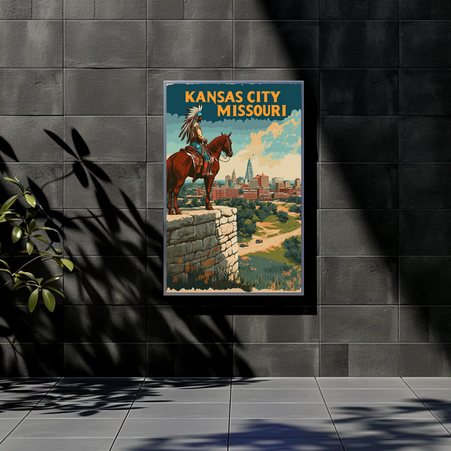 Kansas City Skyline Vintage Travel Poster