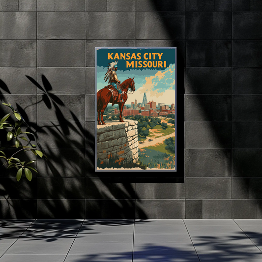 Kansas City Skyline Vintage Travel Poster
