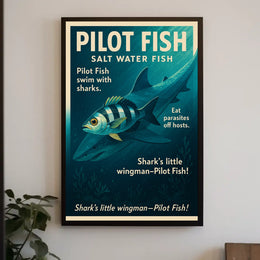 Pilot Fish and Shark Symbiosis Educational Poster