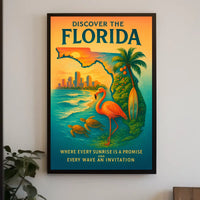 Florida Vacation Illustration Tropical Nature Poster