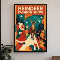 Reindeer Fashion Show Holiday Retro Vintage Artistic Poster