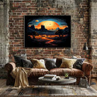 Celestial Sunset Over Desert Landscape Poster