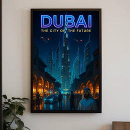 Dubai City Of The Future Poster Futuristic Skyline Decor
