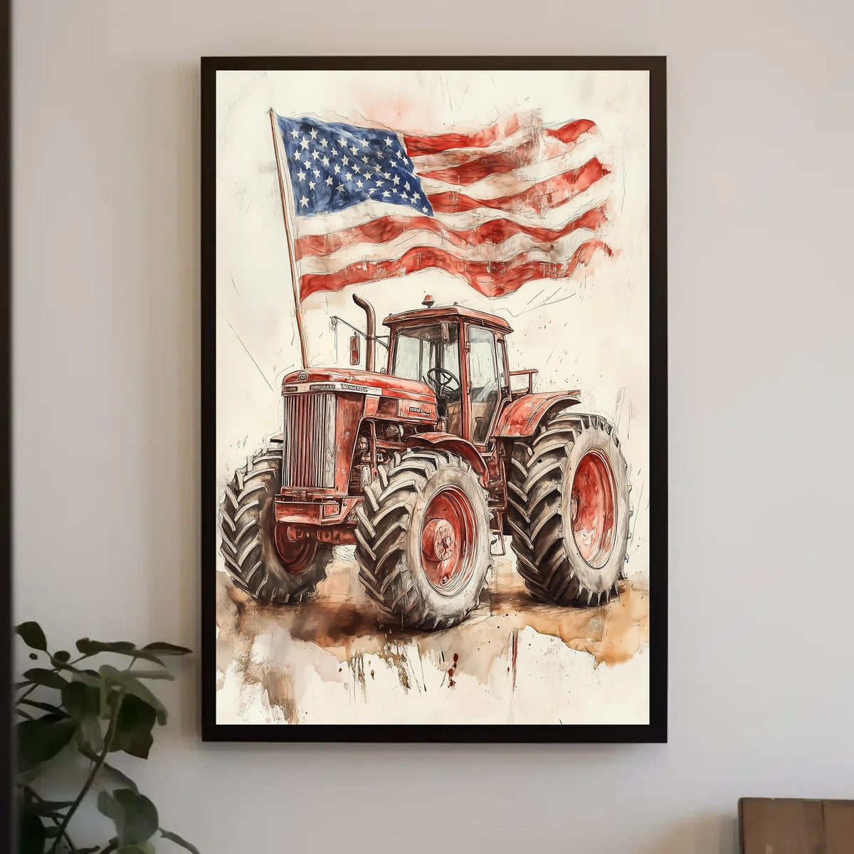 old fashioned farm tractor Poster