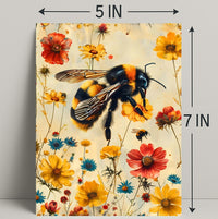 Vibrant Bee Meadow Art Print: Animal Poster