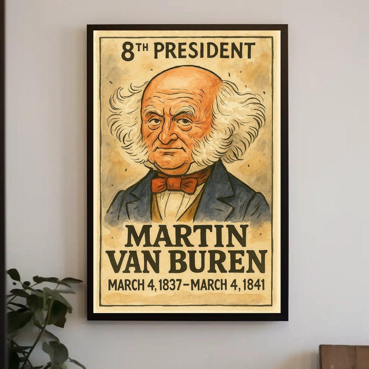 Martin Van Buren 8th President of the United States Exaggerated Cartoon Sketch Poster