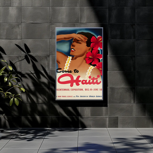 Haiti Vintage Poster Woman Flowers