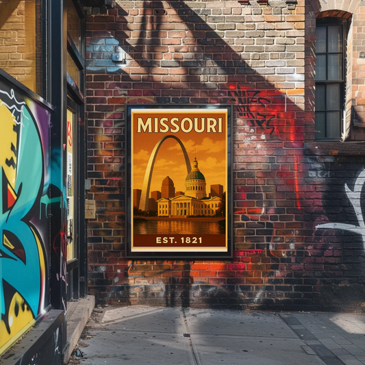 Missouri Capitol Arch Sunset Skyline Poster Poster