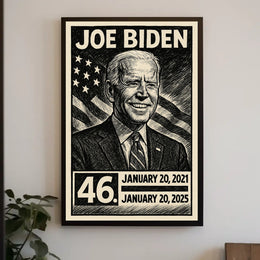 Joe Biden 46th President of the United States B & W Comic Sketch Poster