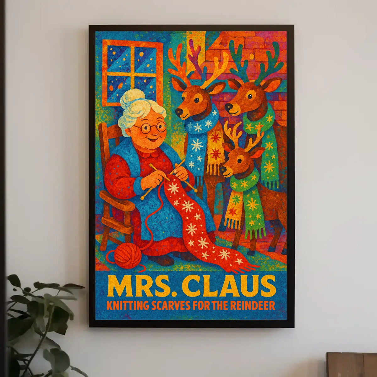 Mrs. Claus Knitting For The Reindeer Poster