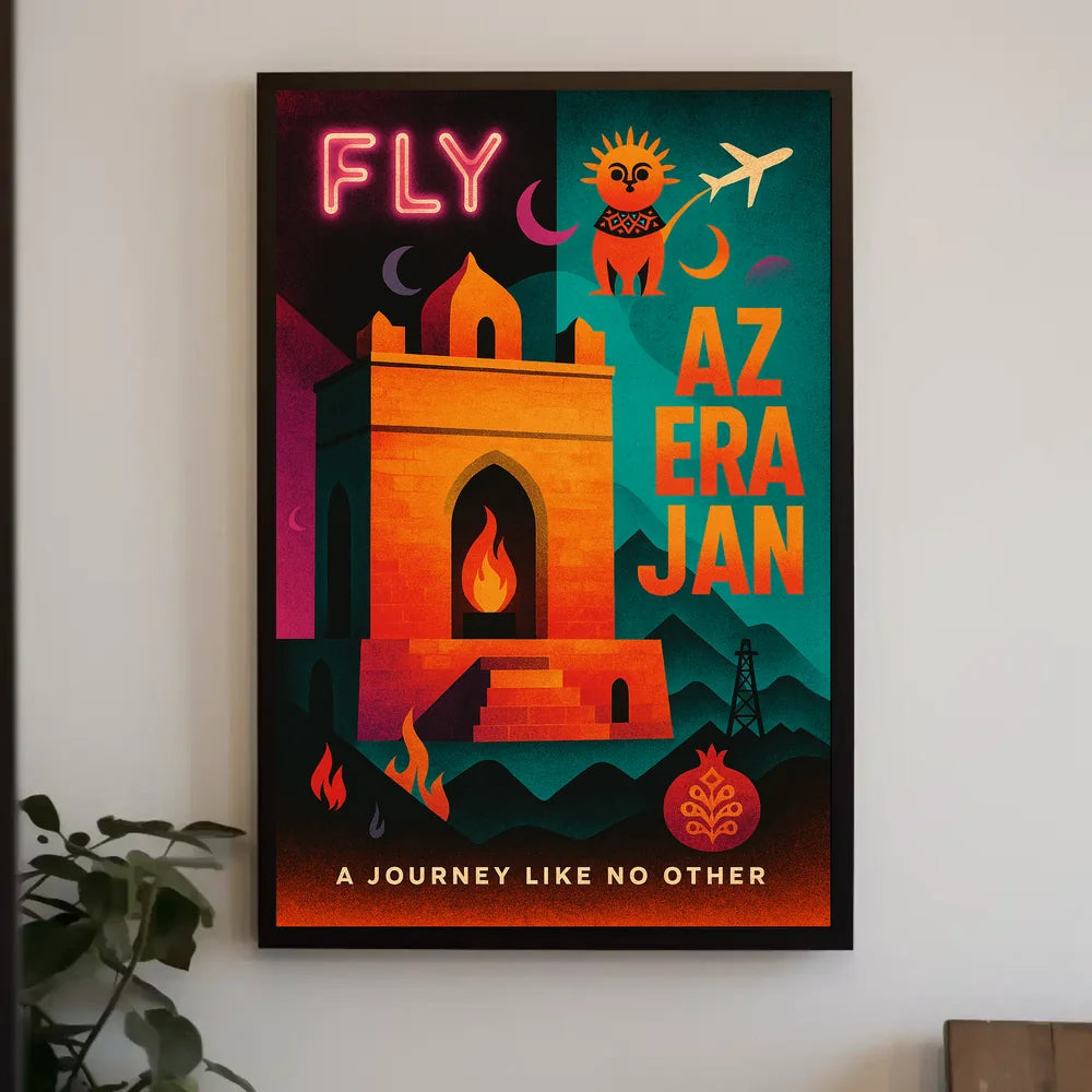 Azerbaijan Adventure Awaits Vibrant Travel Poster PosterGoat