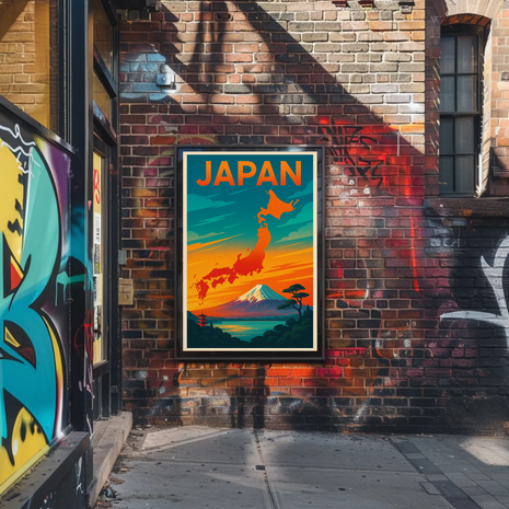 Japan Travel Art: Vibrant Cultural Landmarks Travel Poster