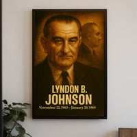 Lyndon B Johnson Presidential Poster Vintage Analog Film Aesthetic Portrait Wall Art Historical Print