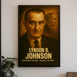 Lyndon B Johnson Presidential Poster Vintage Analog Film Aesthetic Portrait Wall Art Historical Print