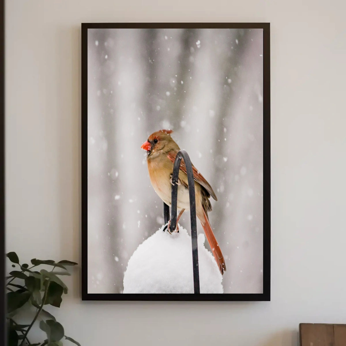 Winter Bird in Snowfall: Serene Animal Poster