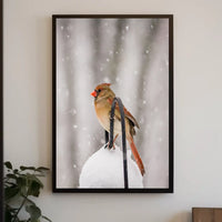 Winter Bird in Snowfall: Serene Animal Poster