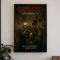 Zombified Presidents Surreal Horror Art Poster