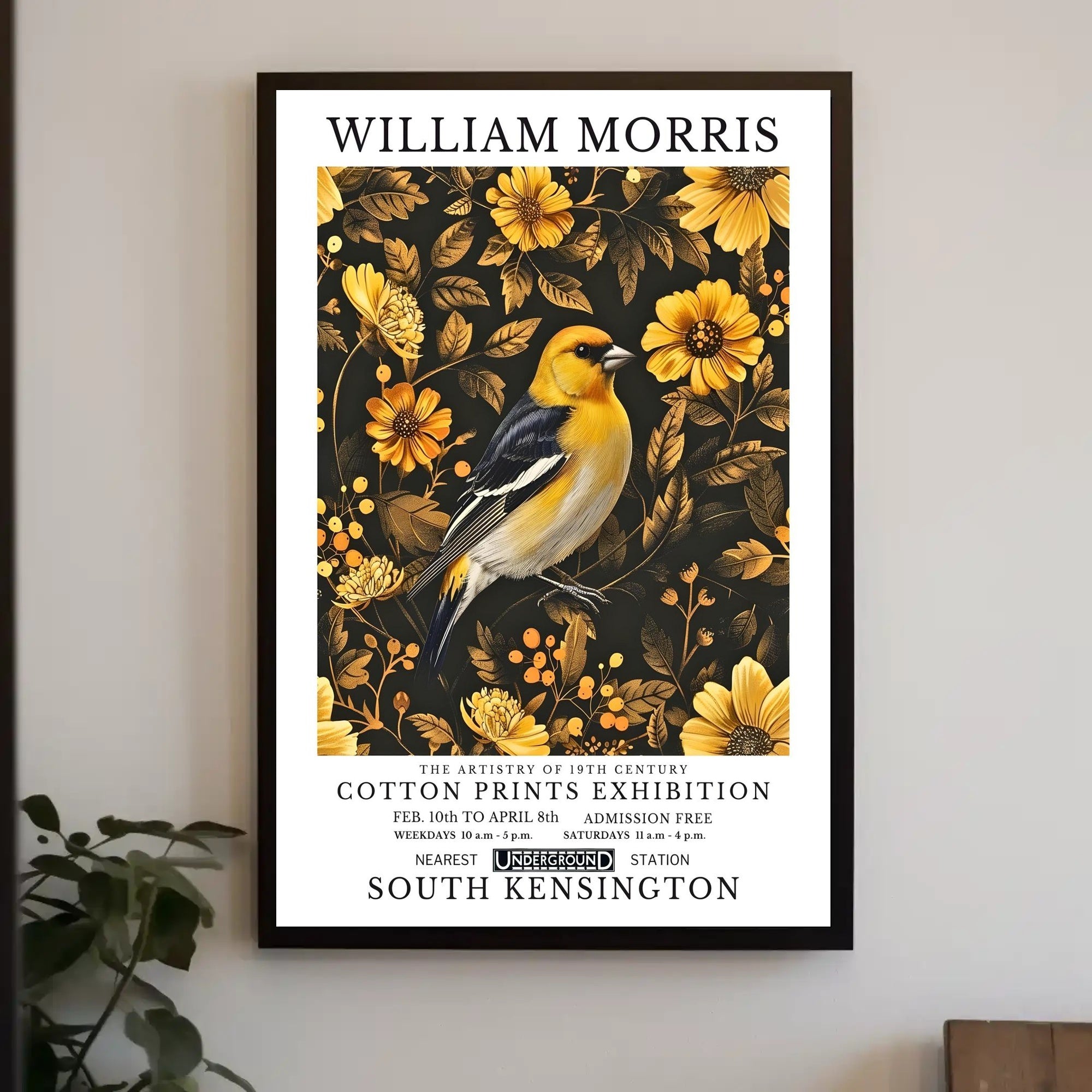 William Morris Inspired Elegant Bird Exhibition Artistic Poster