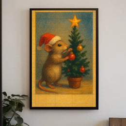Holiday Mouse And Christmas Tree Poster