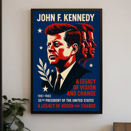 JFK Patriotic Legacy Vintage Art Poster Print