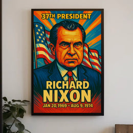 Richard Nixon 37th President of the United States Colorful Comic Book Style Poster