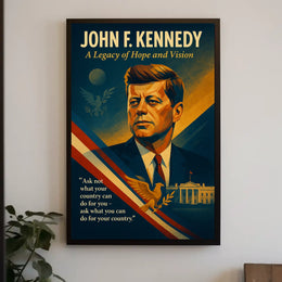 John F. Kennedy Patriotic Vintage Art Poster