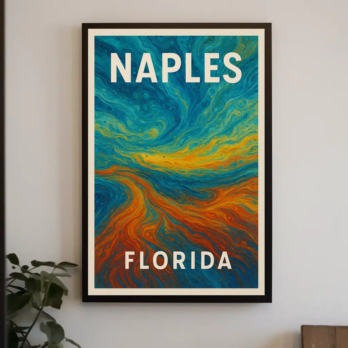 Naples Florida Coastal Poster Wall Art Cityscape Sunlit