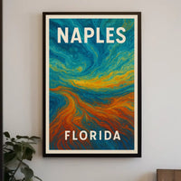 Naples Florida Coastal Poster Wall Art Cityscape Sunlit