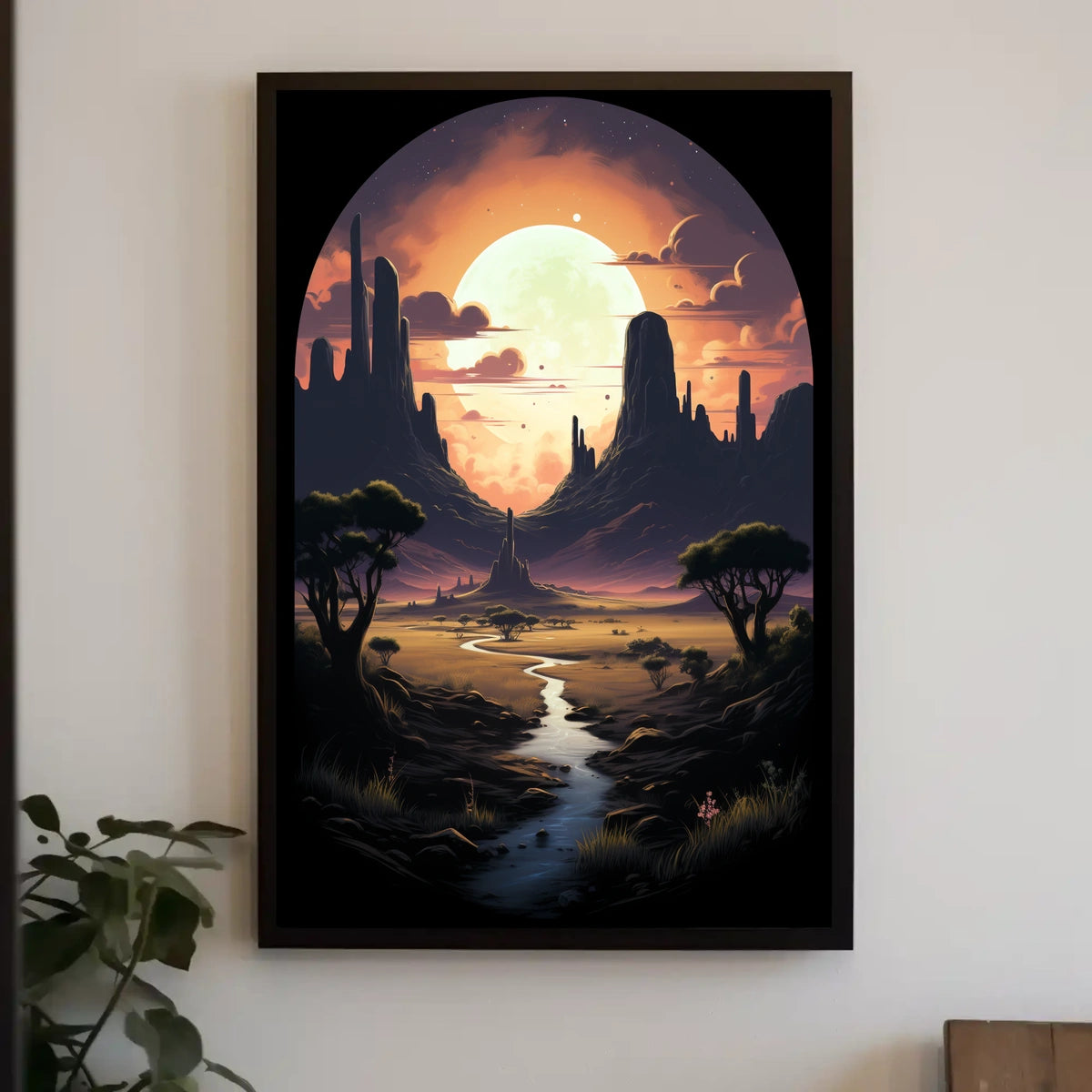 Moonlit Desert Landscape Poster
