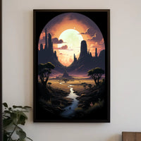 Moonlit Desert Landscape Poster